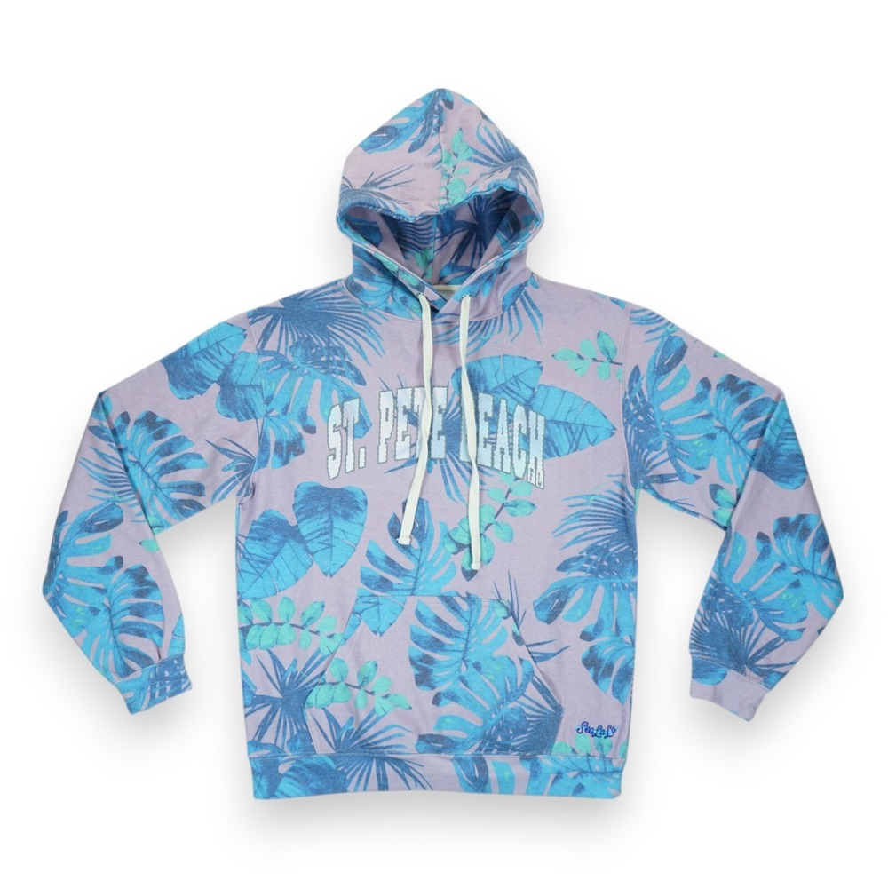 Sea La La ST Pete Beach Hoodie Womens Medium Palm Trees Pullover Sweatshirt